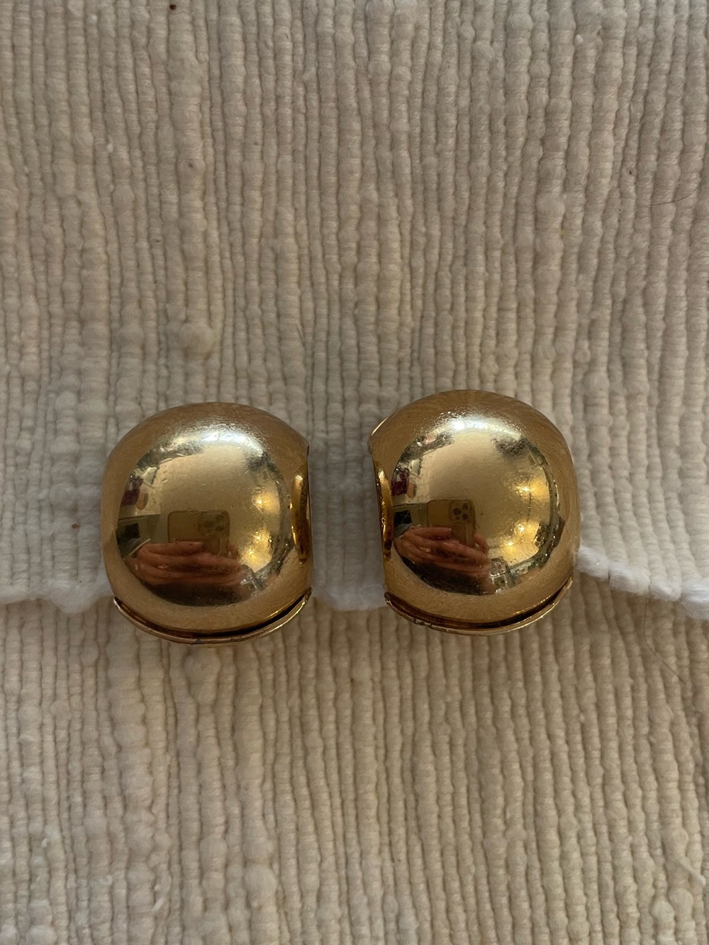 Vintage Monet - Gold Tone, Clip on, fat Half-hoop Earrings